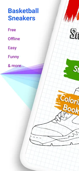 Basketball Shoes Coloring Book на телефон — скачать мод: Яркая раскраска баскетбольных кроссовок — скриншот 1