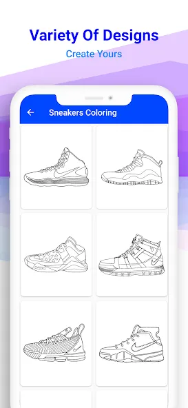 Basketball Shoes Coloring Book на телефон — скачать мод: Яркая раскраска баскетбольных кроссовок — скриншот 3