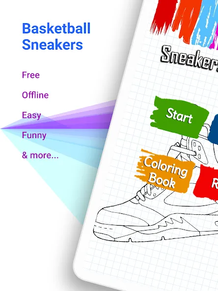 Basketball Shoes Coloring Book на телефон — скачать мод: Яркая раскраска баскетбольных кроссовок — скриншот 5
