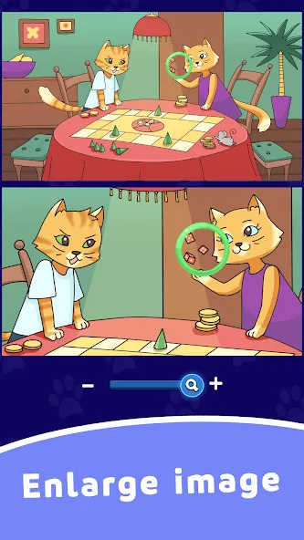 Find Differences: Cute Cats бесплатно на Андроид — мод: Безлимитные подсказки и открыты все уровни — скриншот 4 Find Differences: Cute Cats бесплатно на Андроид — мод: Безлимитные подсказки и открыты все уровни — скриншот 4