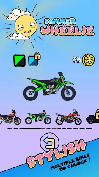 Summer Wheelie взлом APK — Безлимитное топливо и открыты все байки — скриншот 2 Summer Wheelie взлом APK — Безлимитное топливо и открыты все байки — скриншот 2