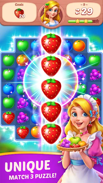 Fruit Diary - Match 3 Games на телефон — скачать мод: Безлимитные монеты и жизни — скриншот 1 Fruit Diary - Match 3 Games на телефон — скачать мод: Безлимитные монеты и жизни — скриншот 1