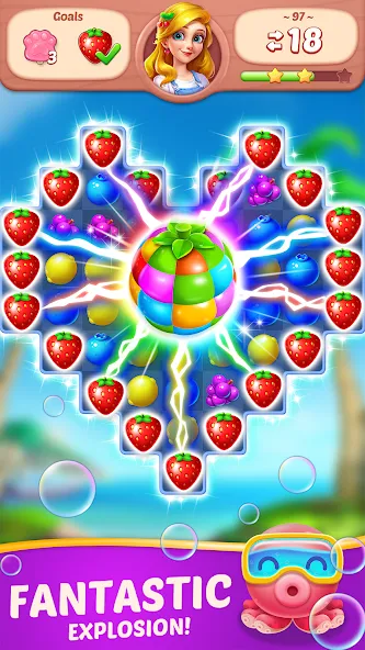 Fruit Diary - Match 3 Games на телефон — скачать мод: Безлимитные монеты и жизни — скриншот 2 Fruit Diary - Match 3 Games на телефон — скачать мод: Безлимитные монеты и жизни — скриншот 2