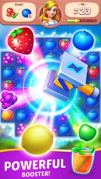 Fruit Diary - Match 3 Games на телефон — скачать мод: Безлимитные монеты и жизни — скриншот 3 Fruit Diary - Match 3 Games на телефон — скачать мод: Безлимитные монеты и жизни — скриншот 3