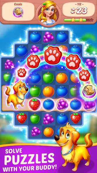 Fruit Diary - Match 3 Games на телефон — скачать мод: Безлимитные монеты и жизни — скриншот 4 Fruit Diary - Match 3 Games на телефон — скачать мод: Безлимитные монеты и жизни — скриншот 4