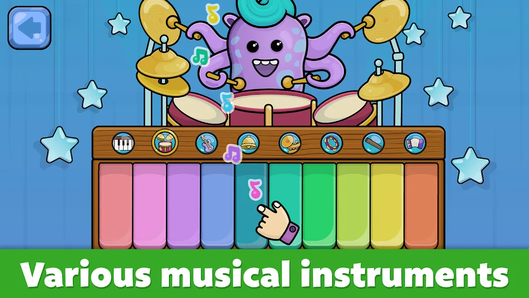 Скачать мод Baby Piano: Kids Music Games — Разблокированы все музыкальные инструменты — скриншот 2 Скачать мод Baby Piano: Kids Music Games — Разблокированы все музыкальные инструменты — скриншот 2