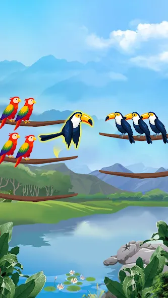 Bird Sort - Color Puzzle взлом APK — Без рекламы и все уровни открыты — скриншот 4