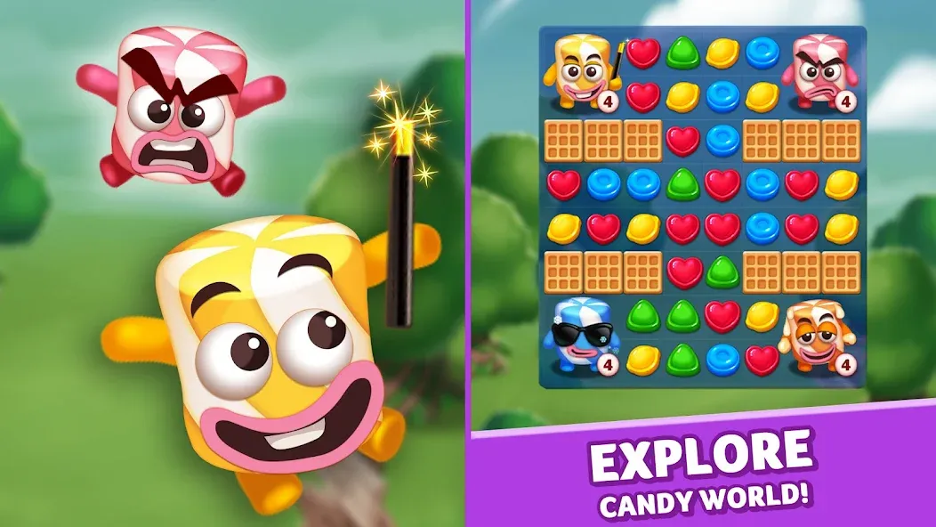 Lollipop & Marshmallow Match3 — последняя версия с модом (Безлимитные ходы и жизни) — скриншот 1 Lollipop & Marshmallow Match3 — последняя версия с модом (Безлимитные ходы и жизни) — скриншот 1