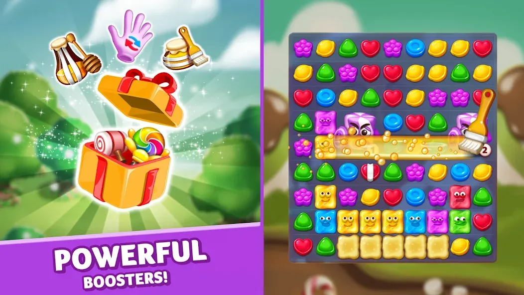 Lollipop & Marshmallow Match3 — последняя версия с модом (Безлимитные ходы и жизни) — скриншот 2 Lollipop & Marshmallow Match3 — последняя версия с модом (Безлимитные ходы и жизни) — скриншот 2