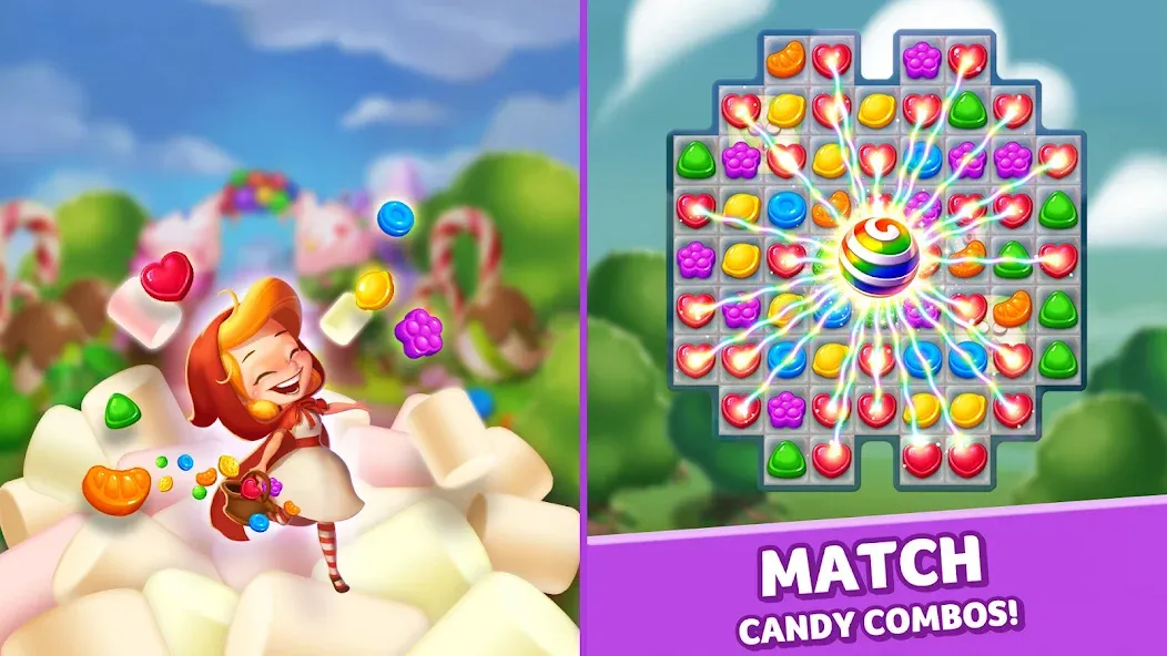 Lollipop & Marshmallow Match3 — последняя версия с модом (Безлимитные ходы и жизни) — скриншот 5 Lollipop & Marshmallow Match3 — последняя версия с модом (Безлимитные ходы и жизни) — скриншот 5