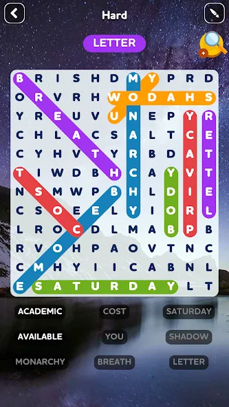 Word Search - Word Puzzle Game MOD APK: Безлимитные подсказки и открыты уровни — скриншот 4 Word Search - Word Puzzle Game MOD APK: Безлимитные подсказки и открыты уровни — скриншот 4