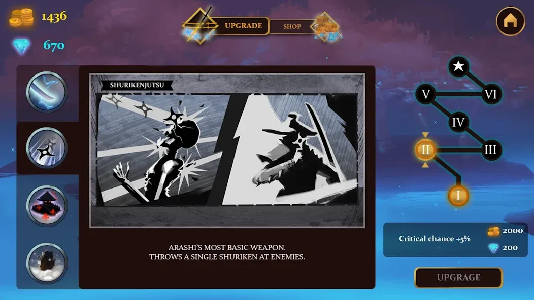 Скачать Ninja Arashi мод — Безлимитные монеты и открыты все уровни — скриншот 5