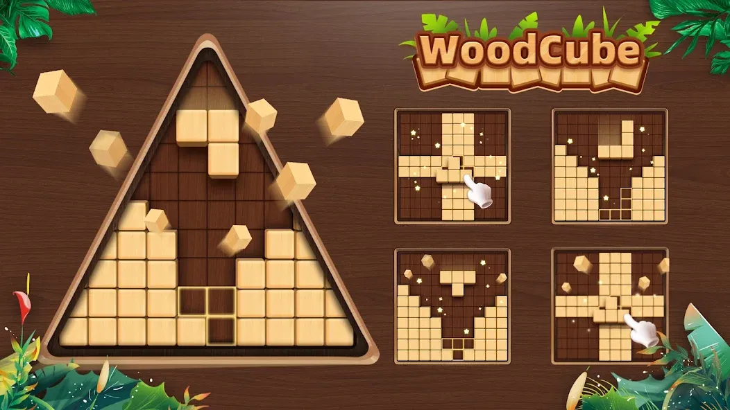 Скачать WoodCube - Woody Puzzle на Андроид с модом — Безлимитные подсказки и отмена ходов — скриншот 1