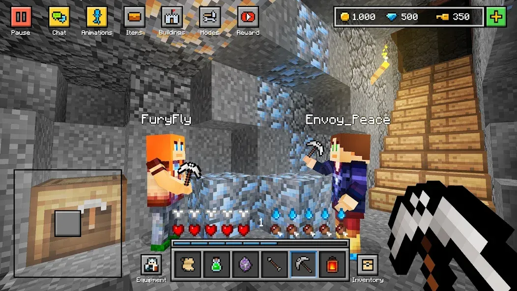Block World 3D: Craft & Build взлом на Андроид — Много ресурсов и открыты скины — скриншот 2