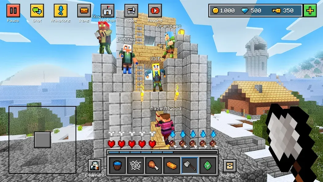 Block World 3D: Craft & Build взлом на Андроид — Много ресурсов и открыты скины — скриншот 3