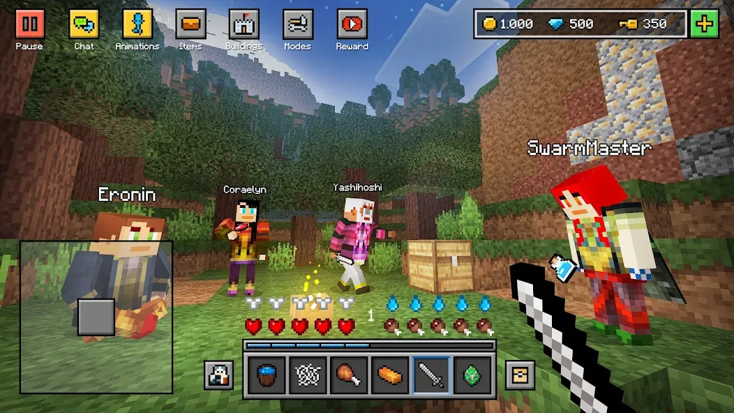Block World 3D: Craft & Build взлом на Андроид — Много ресурсов и открыты скины — скриншот 4