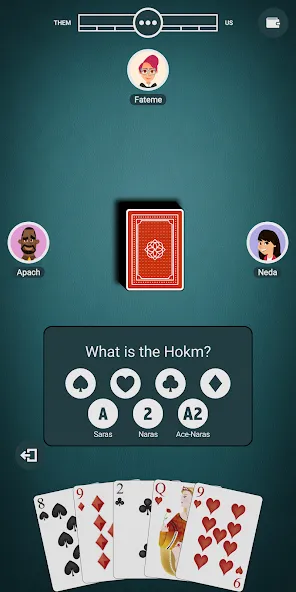Hokm+ взлом на Андроид — Много очков и все карты открыты — скриншот 2 Hokm+ взлом на Андроид — Много очков и все карты открыты — скриншот 2