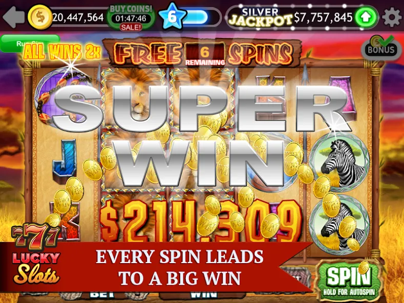 Lucky Slots на телефон — скачать мод: Безлимитные монеты и бонусы — скриншот 2 Lucky Slots на телефон — скачать мод: Безлимитные монеты и бонусы — скриншот 2