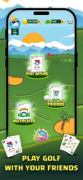 Скачать Play Nine: Golf Card Game мод — Безлимитные монеты и все уровни — скриншот 1 Скачать Play Nine: Golf Card Game мод — Безлимитные монеты и все уровни — скриншот 1