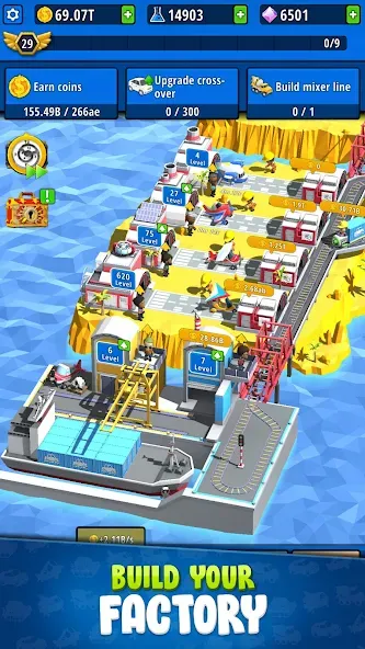Idle Inventor - Factory Tycoon — скачать мод: Безлимитные деньги и ресурсы — скриншот 1
