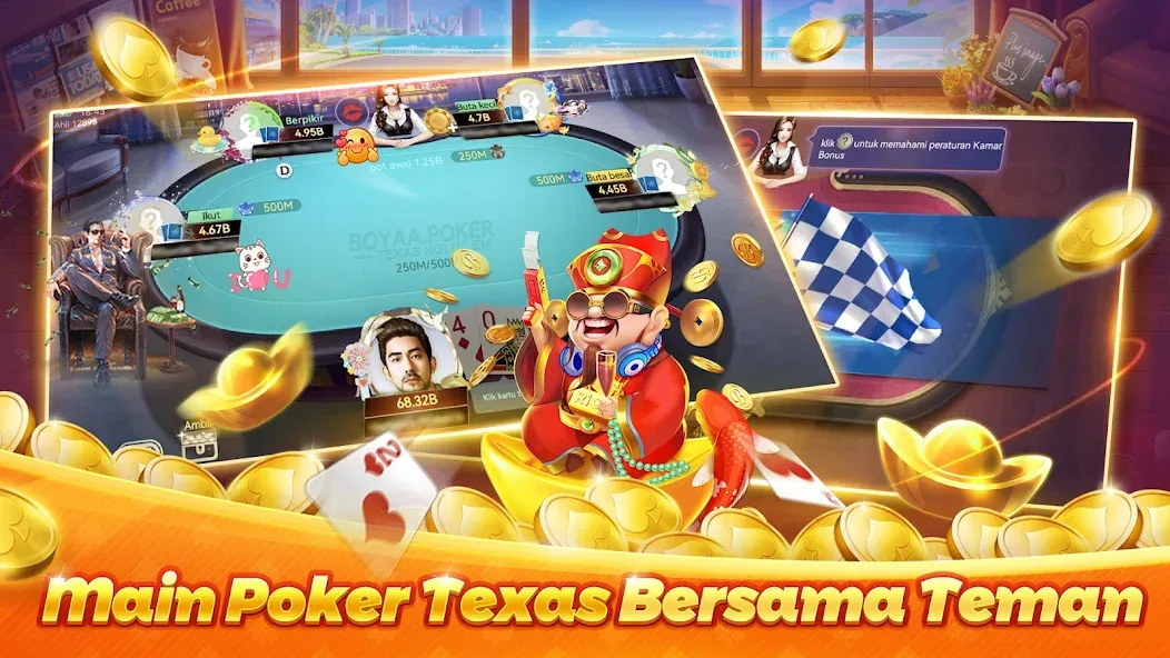 Poker Texas Boyaa на телефон — скачать мод: Безлимитные фишки и открытые столы — скриншот 2