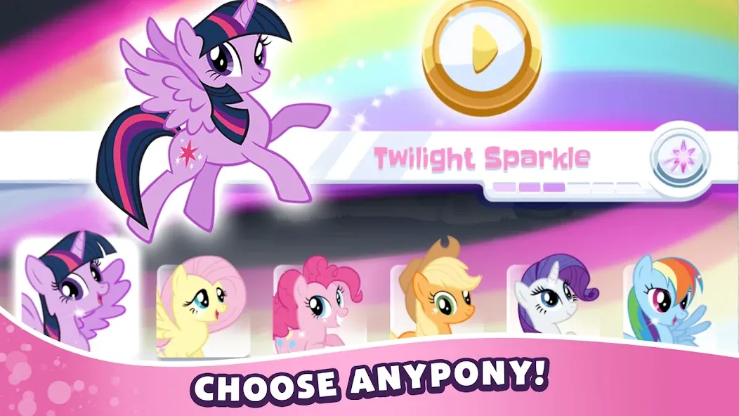 My Little Pony Rainbow Runners мод на Андроид: Безлимитные монеты и все персонажи — скриншот 1 My Little Pony Rainbow Runners мод на Андроид: Безлимитные монеты и все персонажи — скриншот 1
