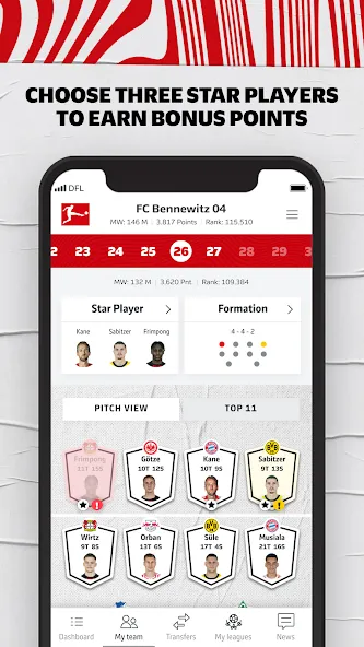Bundesliga Fantasy Manager — взломанная версия, Безлимитные монеты и энергия — скриншот 3 Bundesliga Fantasy Manager — взломанная версия, Безлимитные монеты и энергия — скриншот 3