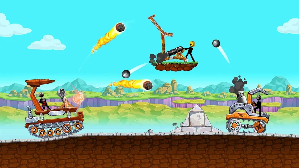 The Tank: Stick pocket hill (Мод: Безлимитные деньги и оружие) — скачать на Андроид — скриншот 3