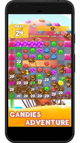 Candy 2024-Candy Match 3 Game на телефон — скачать мод: Безлимитные жизни и подсказки — скриншот 1 Candy 2024-Candy Match 3 Game на телефон — скачать мод: Безлимитные жизни и подсказки — скриншот 1
