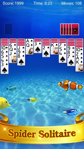 Spider Solitaire — скачать мод: Безлимитные подсказки и отмены ходов — скриншот 1 Spider Solitaire — скачать мод: Безлимитные подсказки и отмены ходов — скриншот 1