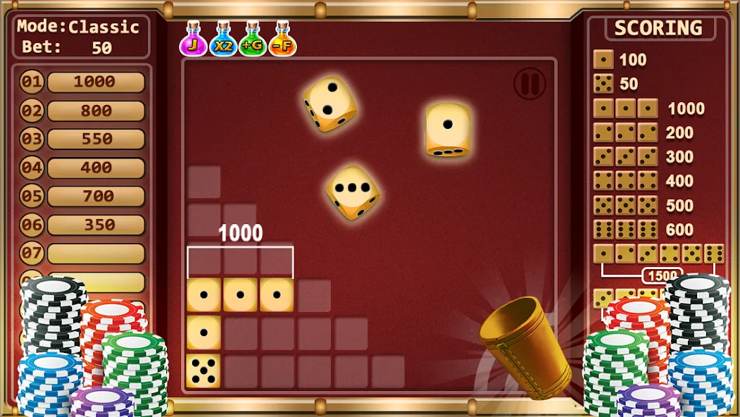 Скачать Farkle - Dice Game на Андроид с модом — Безлимитные броски и высокие очки — скриншот 1