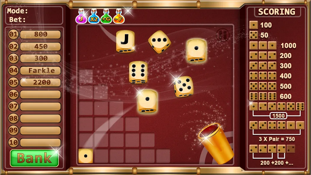 Скачать Farkle - Dice Game на Андроид с модом — Безлимитные броски и высокие очки — скриншот 2