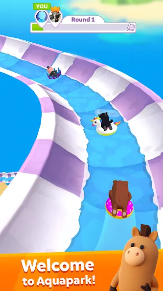 Скачать aquapark.io бесплатно — Безлимитные монеты и ускорение — скриншот 1