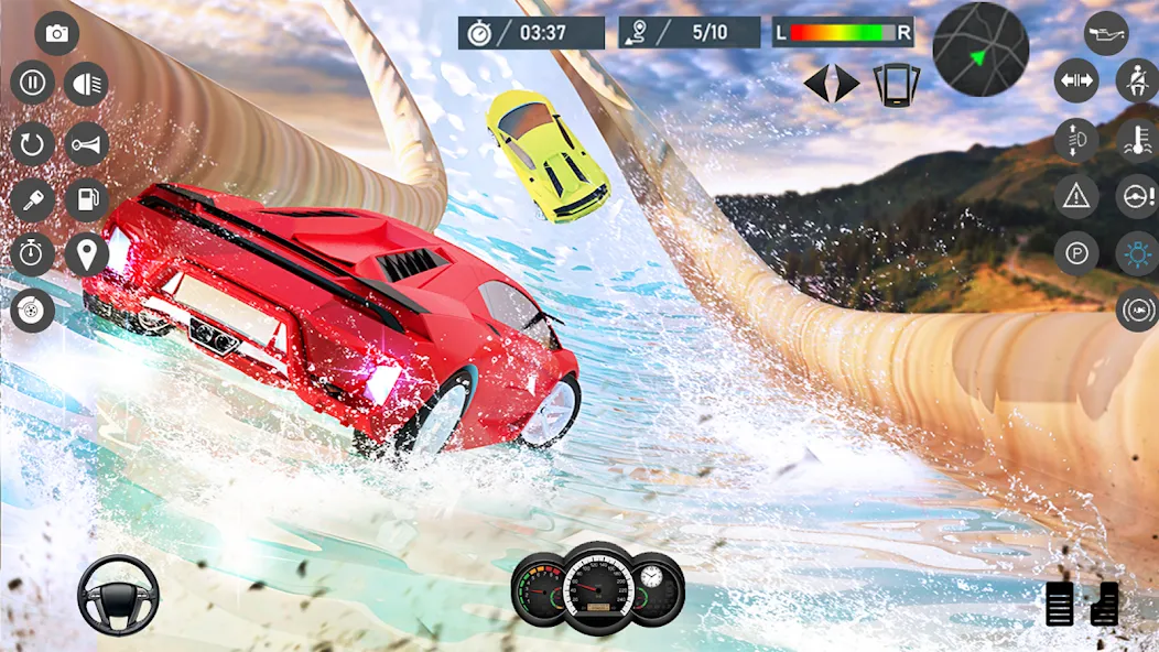 Скачать Water Slide Car Race games Mod APK — Без рекламы и все машины открыты — скриншот 1