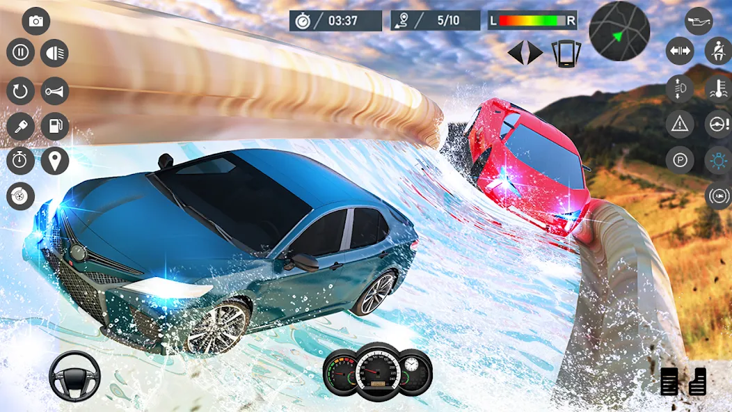 Скачать Water Slide Car Race games Mod APK — Без рекламы и все машины открыты — скриншот 2