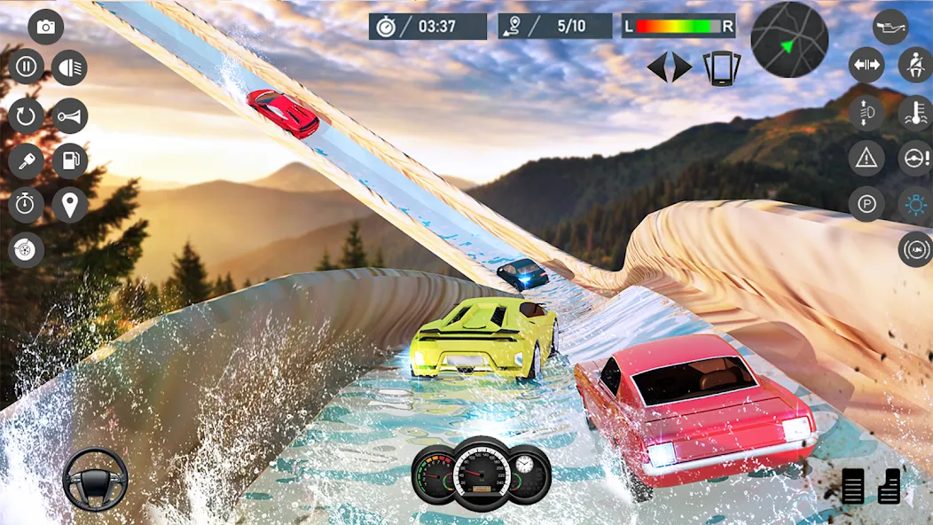 Скачать Water Slide Car Race games Mod APK — Без рекламы и все машины открыты — скриншот 4