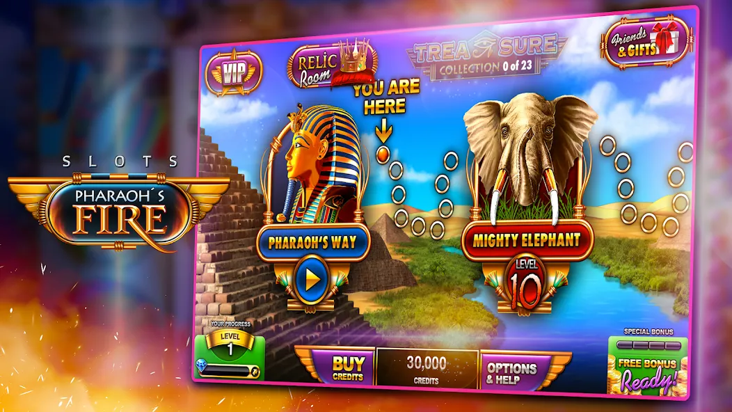 Slots - Pharaoh's Fire MOD APK: Безлимитные монеты и бесплатные вращения — скриншот 1 Slots - Pharaoh's Fire MOD APK: Безлимитные монеты и бесплатные вращения — скриншот 1