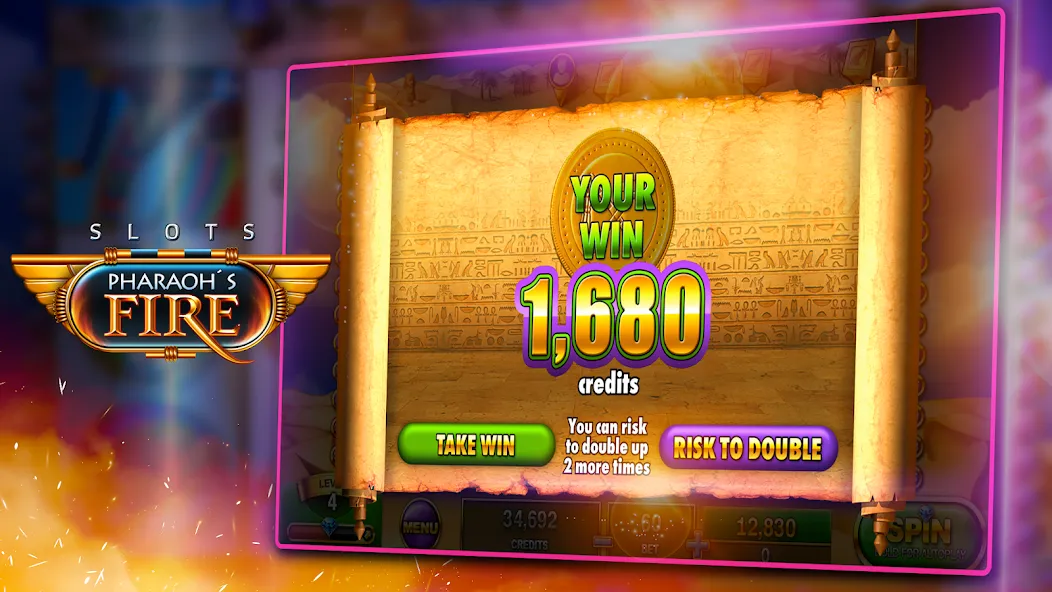 Slots - Pharaoh's Fire MOD APK: Безлимитные монеты и бесплатные вращения — скриншот 4 Slots - Pharaoh's Fire MOD APK: Безлимитные монеты и бесплатные вращения — скриншот 4