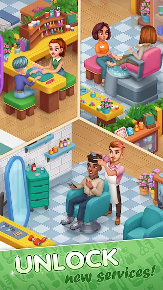 Beauty Tycoon: Hair Salon Game — Безлимитные деньги и все прически открыты, скачать мод APK — скриншот 3 Beauty Tycoon: Hair Salon Game — Безлимитные деньги и все прически открыты, скачать мод APK — скриншот 3