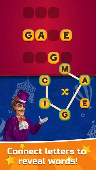 Circus Words: Magic Puzzle — взломанная версия, Без рекламы и подсказки доступны — скриншот 3 Circus Words: Magic Puzzle — взломанная версия, Без рекламы и подсказки доступны — скриншот 3