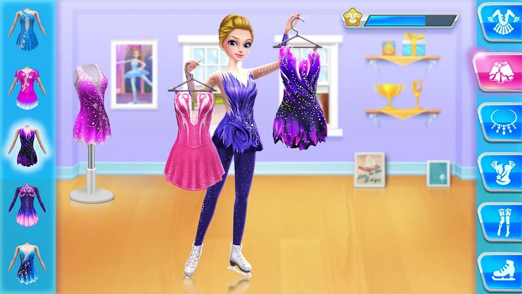 Ice Skating Ballerina Life — взломанная версия, Разблокированы все костюмы и уровни — скриншот 1