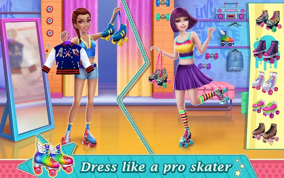 Скачать Roller Skating Girls на Андроид с модом — Безлимитные монеты и все уровни открыты — скриншот 1