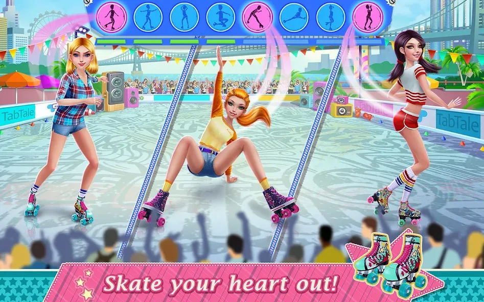 Скачать Roller Skating Girls на Андроид с модом — Безлимитные монеты и все уровни открыты — скриншот 2