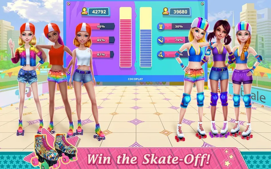 Скачать Roller Skating Girls на Андроид с модом — Безлимитные монеты и все уровни открыты — скриншот 4