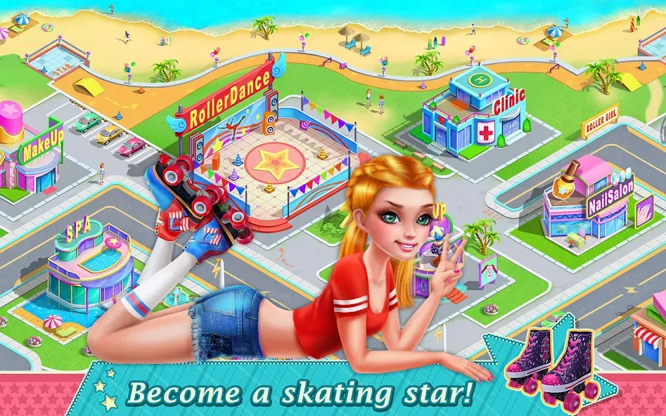 Скачать Roller Skating Girls на Андроид с модом — Безлимитные монеты и все уровни открыты — скриншот 5