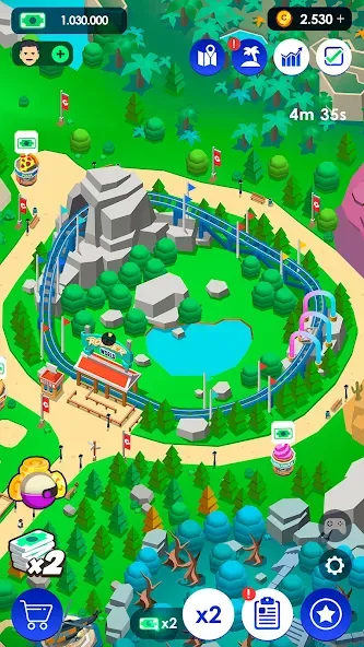Idle Theme Park Tycoon мод на Андроид: Безлимитные деньги и все аттракционы — скриншот 4