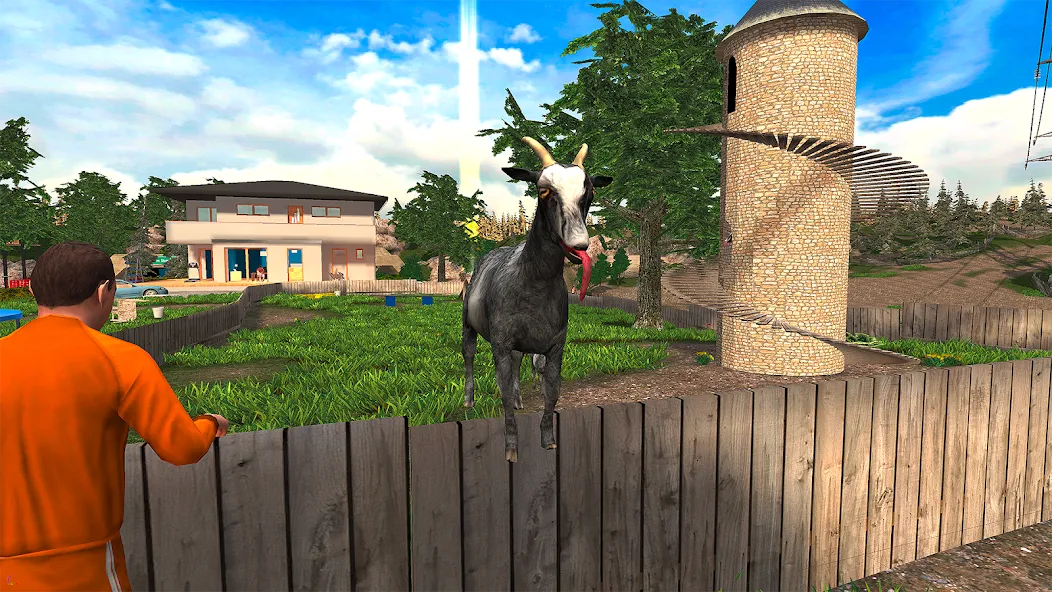 Goat Simulator бесплатно на Андроид — мод: Безлимитное здоровье и все козы открыты — скриншот 1