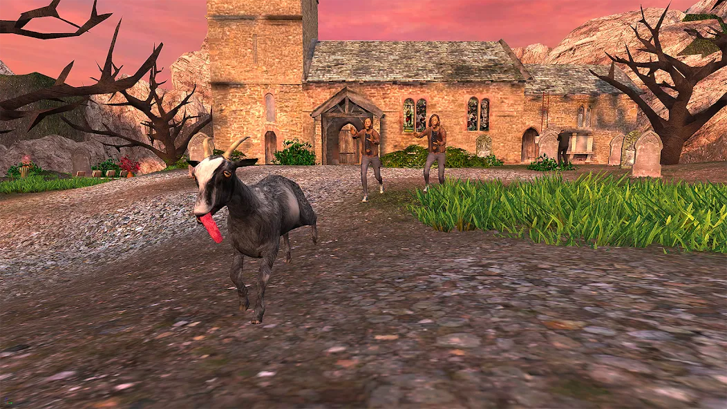 Goat Simulator бесплатно на Андроид — мод: Безлимитное здоровье и все козы открыты — скриншот 4