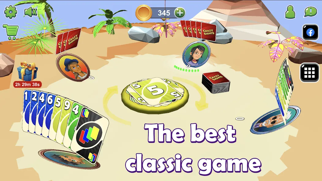 Crazy Eights 3D (Мод: Открыты все колоды и темы) — скачать на Андроид — скриншот 1 Crazy Eights 3D (Мод: Открыты все колоды и темы) — скачать на Андроид — скриншот 1
