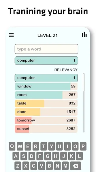 Contexto - Similar Word MOD APK скачать на Андроид — Подсказки и безлимитные попытки — скриншот 4 Contexto - Similar Word MOD APK скачать на Андроид — Подсказки и безлимитные попытки — скриншот 4